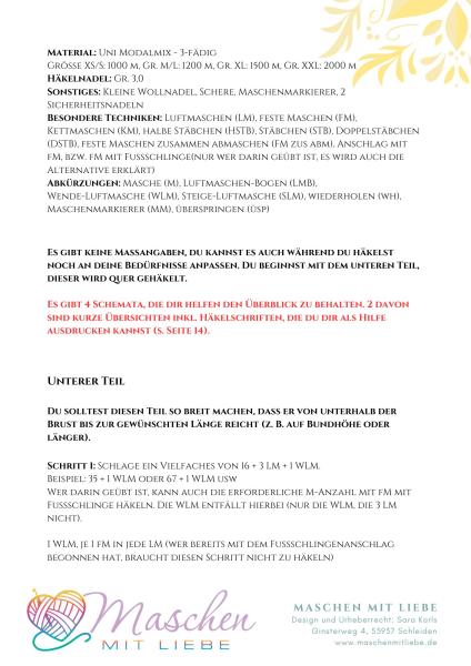 Häkelanleitung Top "Sonja", Gr. XS-XXL